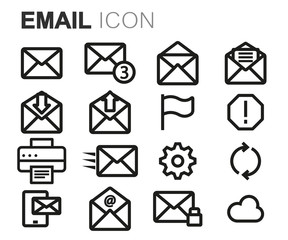 Vector black line email icons set