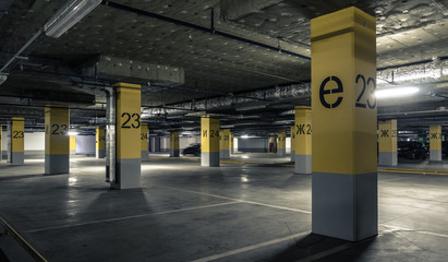 Empty parking lot wall. Urban industrial background