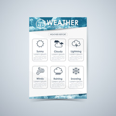 Weather Infographic Report, Brochures Cover Template Layout. Vec