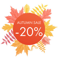 Sale promotion banner. Autumn discount placard