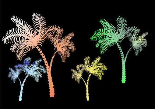 Palms of several google colors blue, red, green and yellow