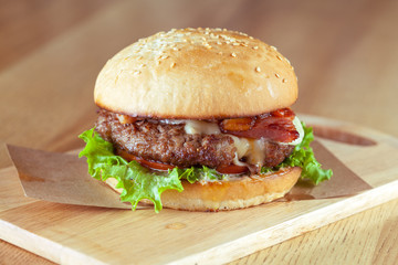 Tasty and appetizing hamburger