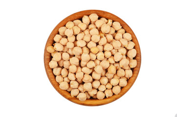 Chickpea in wooden bowl