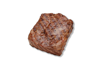 Juicy grilled steak isolated on white background