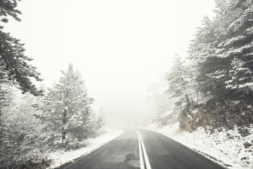 Obraz premium Snowy road. Winter Landscape