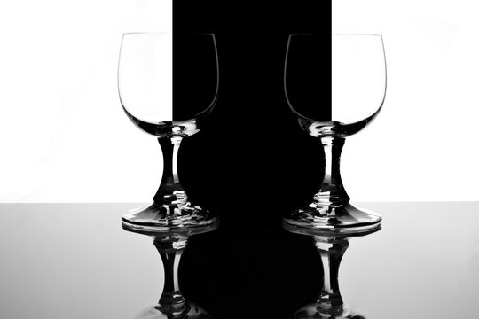 Glasses on a black and wite background
