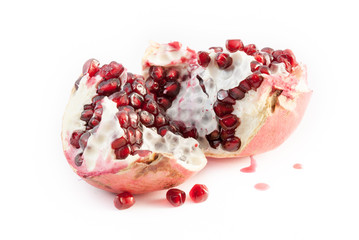 pomegranate broken isolated on white