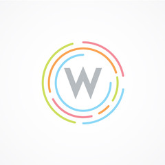 Letter W logo design template,Business,Colorful creative sign,vector icon,lines letters,Typographic elements,modern,company name brand.round,rings,circle