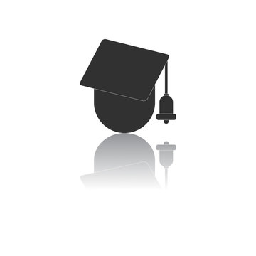 Back to School and Education vector flat icon in black and white style Graduation cap