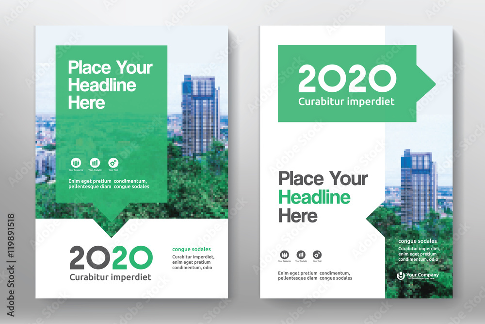 Canvas Prints green color scheme with city background business book cover design template in a4. can be adapt to b