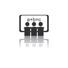 Back to School and Education vector flat icon in black and white style school board and pupils