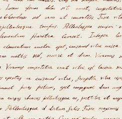 Hand written letter - seamless text Lorem ipsum. Repeating pattern