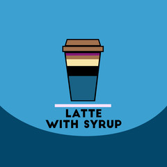 flat vector icon design collection latte with syrup