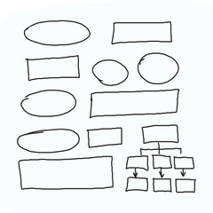 Obraz premium Hand drawn graphics or diagram symbols to input information concept for business (Management system) on white background.