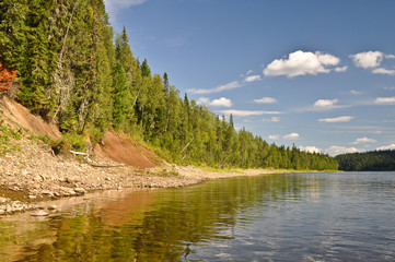 The slope of the river clear summer day.
