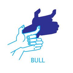 Shadow Hand Puppet Bull.