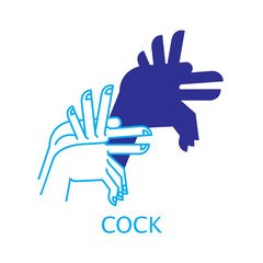 Vector Illustration of Shadow Hand Puppet Cock.