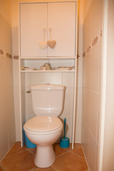 Toilet bowl in a modern room