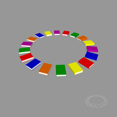 Obraz premium Circle of books.3d Vector colorful illustration.