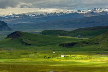View at Icelandic plains during summertime