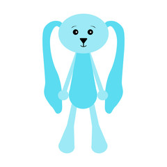 Vector illustration of a blue toy rabbit