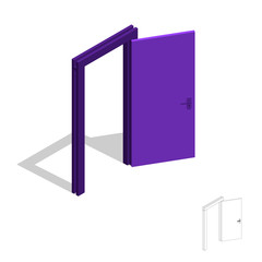 Open door. Isolated on white background. 3d Vector illustration.