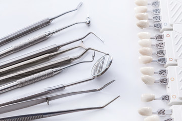 Dental tools and teeth samples