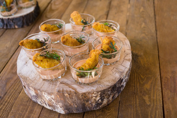 Snacks on the event decorated as rustic style