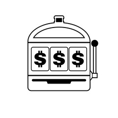 Dollar slot machine icon black and white vector illustration