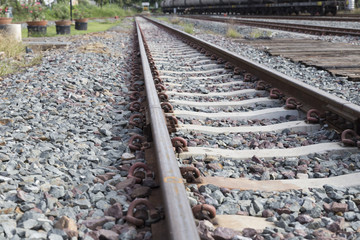 Fototapeta na wymiar railway track at train station