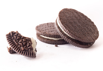 chocolate cookie with milk cream inside
