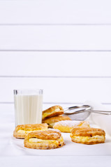 Homemade buns stuffed with cottage