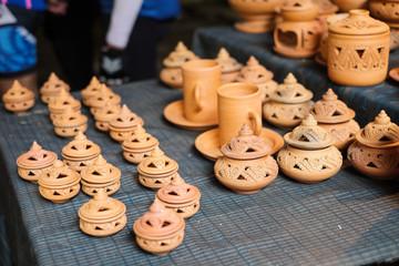 traditional clay pottery in koh Kret island, thailand