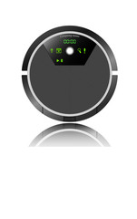 Fototapeta na wymiar vector illustration of a robotic vacuum cleaner with electronic display with reflection