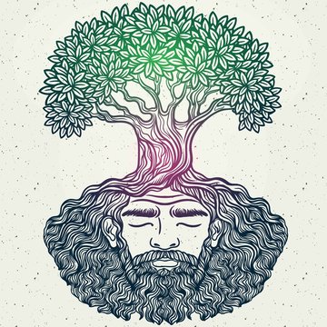 tree growing from man's head clip art preview