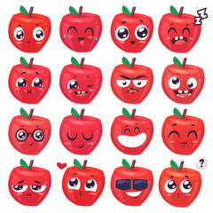 Fototapeta premium Smiles set of fruit characters. Vector cute cartoons
