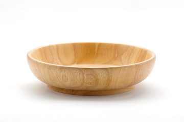 Empty wooden bowl isolated on white background © mangpor2004