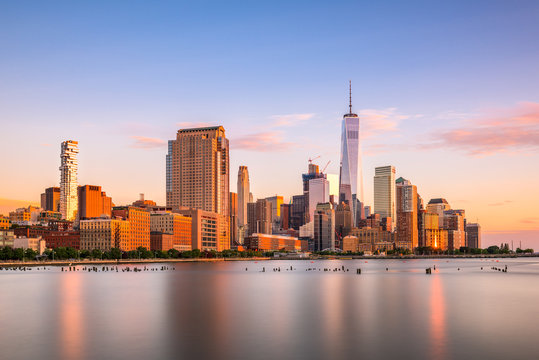 New York City Skyline on the Hudson River.