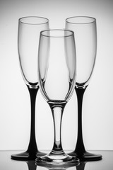 Silhouette champagne glasses black and white
