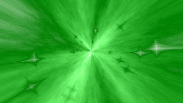 Green moving forward hypnotical tunnel with stars.