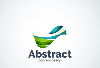 Abstract wave logo template, smooth motion concept