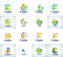 Vector set of abstract unusual web letter logo icons