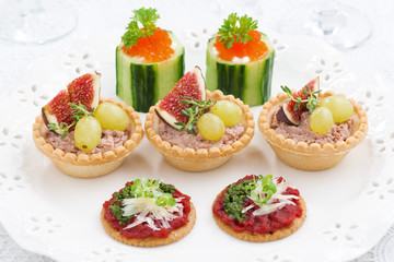 Assorted holiday mini appetizers, top view