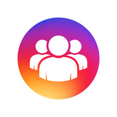 Group of people sign icon. Share symbol. Button. UI website navigation. Social network icons. Group of friends. Cutout people. Leader icon. Community icon. Multiple users silhouette