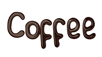 Word COFFEE made of chocolate isolated on white