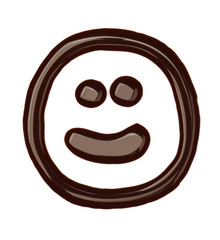 Smiley drawing with liquid chocolate isolated on white