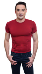 Obraz premium Smiling young athletic man isolated