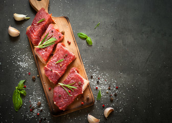 Raw beef steak