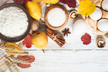 Fototapeta na wymiar Ingredients for cooking autumn baking.