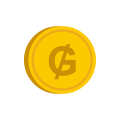 Gold coin with guarani sign icon in flat style on a white background vector illustration
